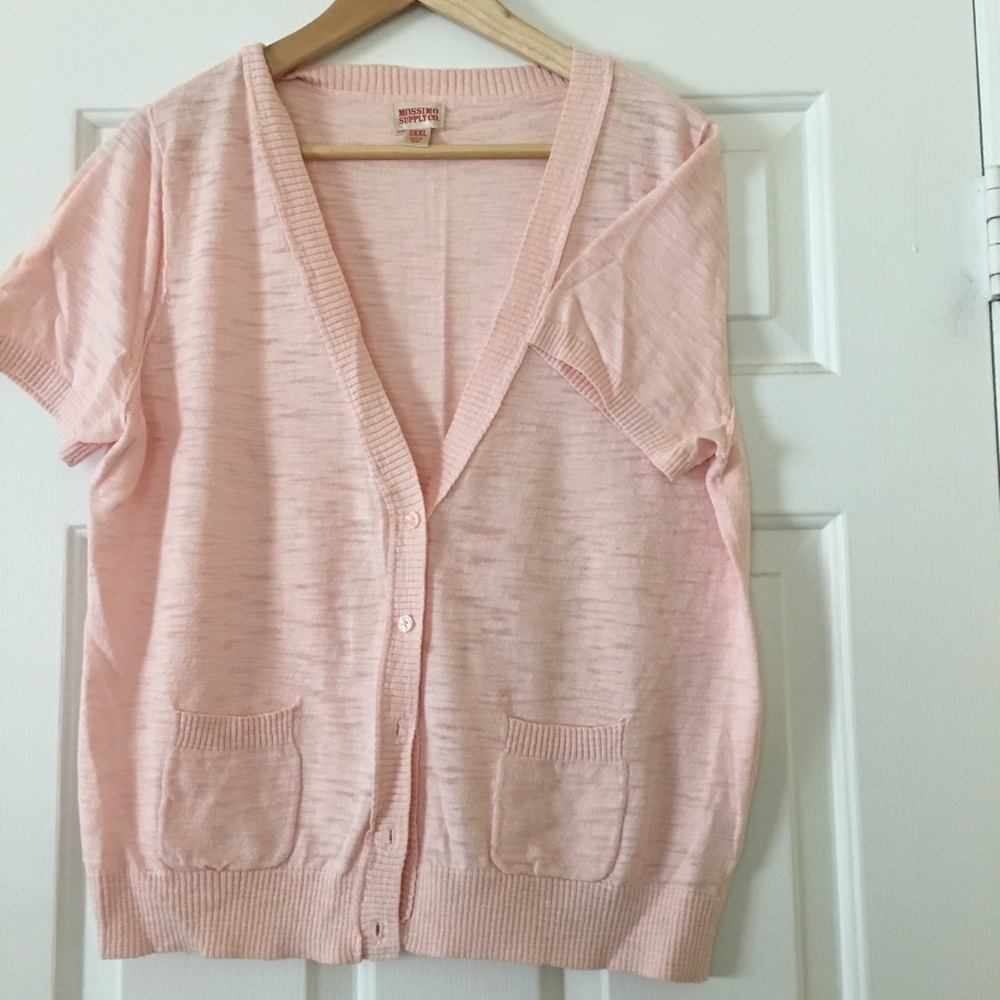 Pale pink cotton short sleeved sweater